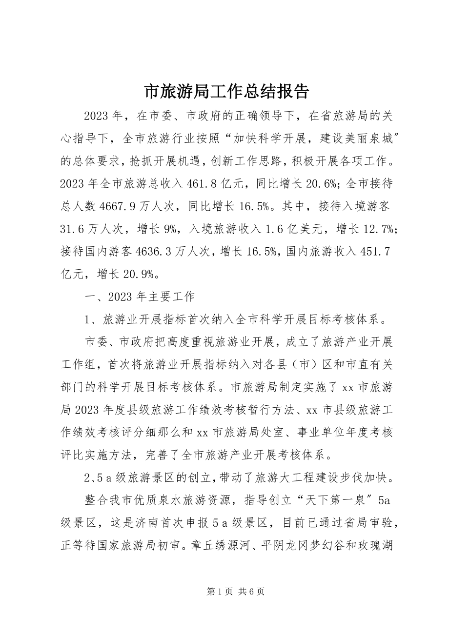 2023年市旅游局工作总结报告.docx_第1页