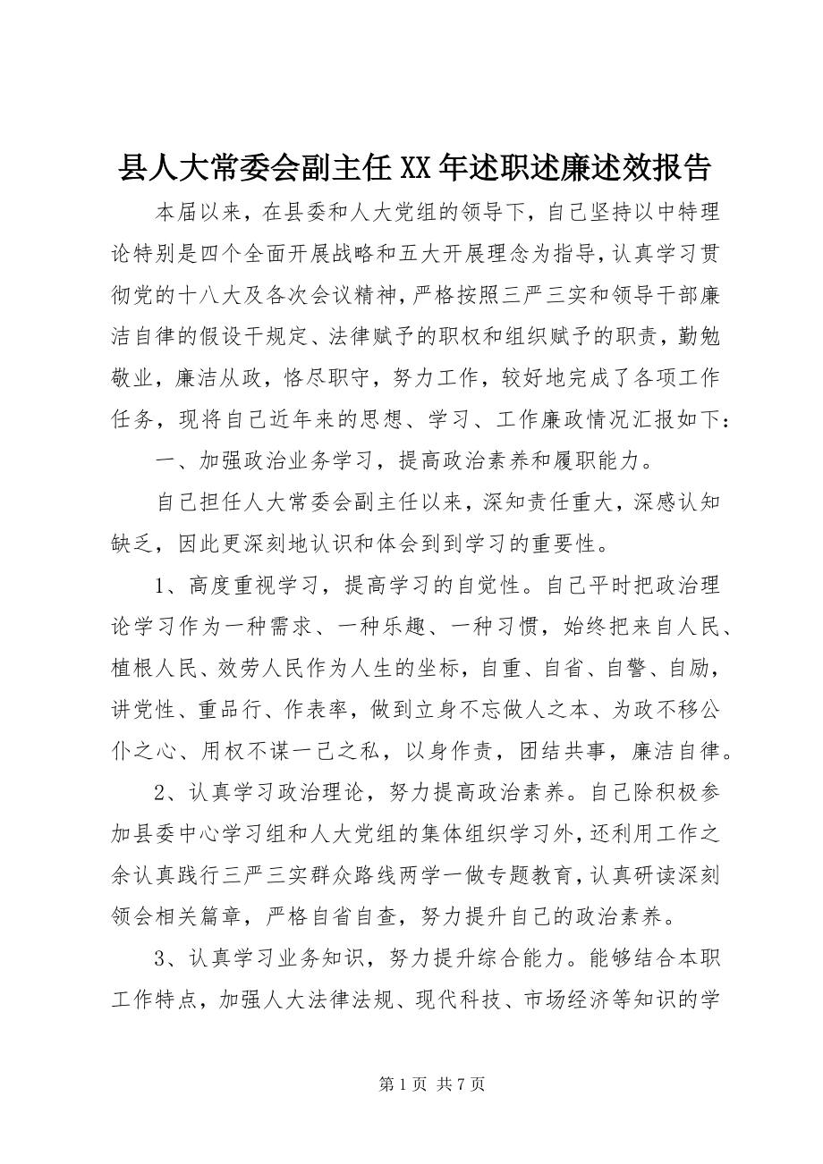 2023年县人大常委会副主任述职述廉述效报告2.docx_第1页