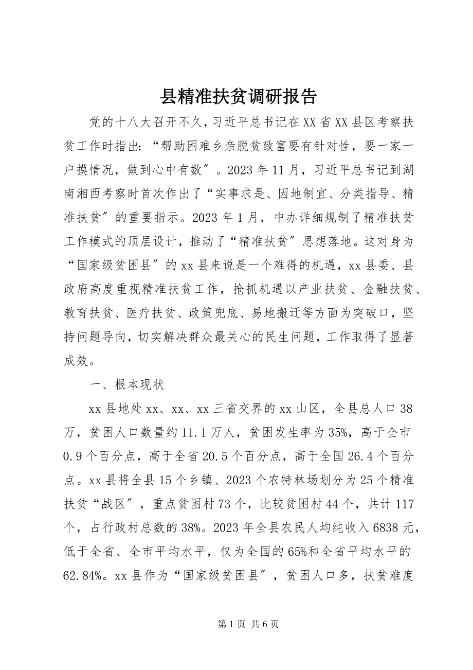 2023年县精准扶贫调研报告.docx_第1页