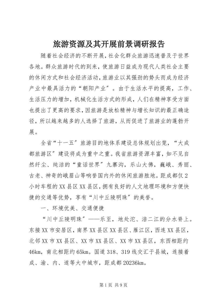 2023年旅游资源及其发展前景调研报告.docx_第1页