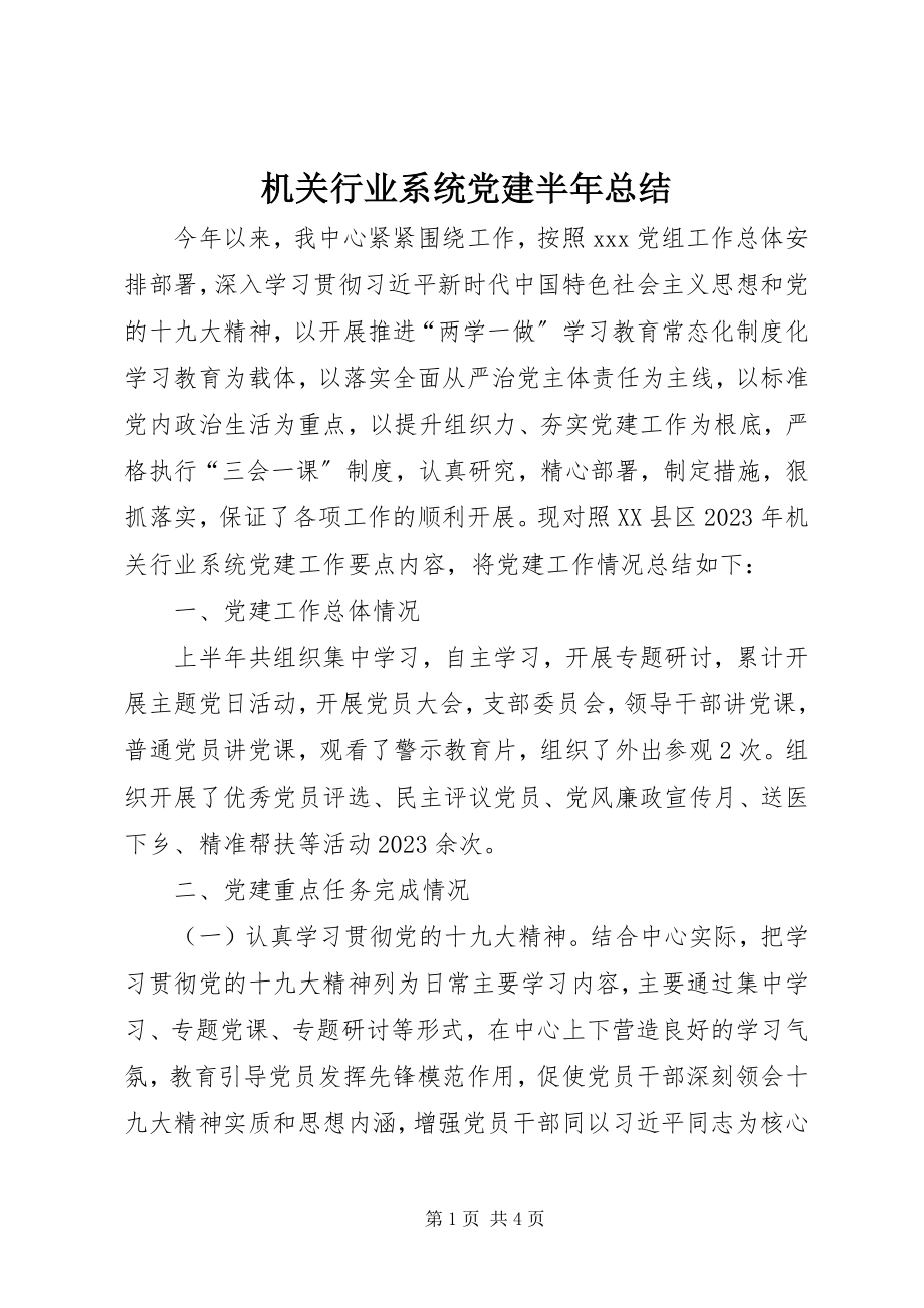 2023年机关行业系统党建半总结.docx_第1页