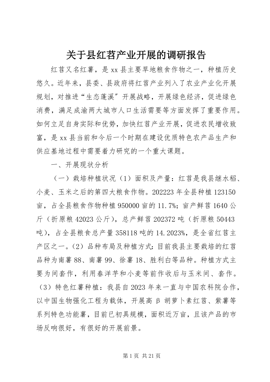 2023年县红苕产业发展的调研报告.docx_第1页