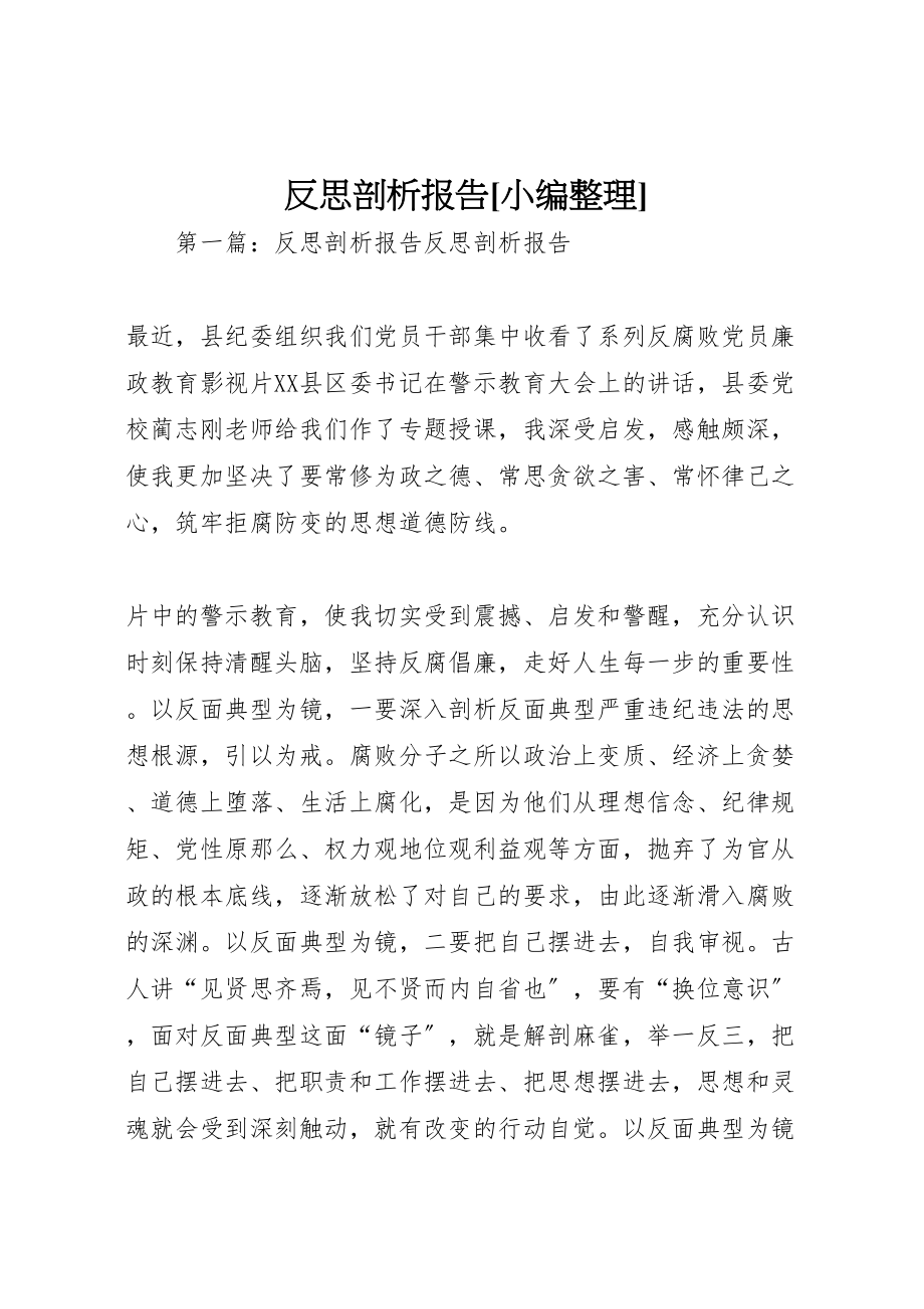 2023年反思剖析报告小编整理.doc_第1页