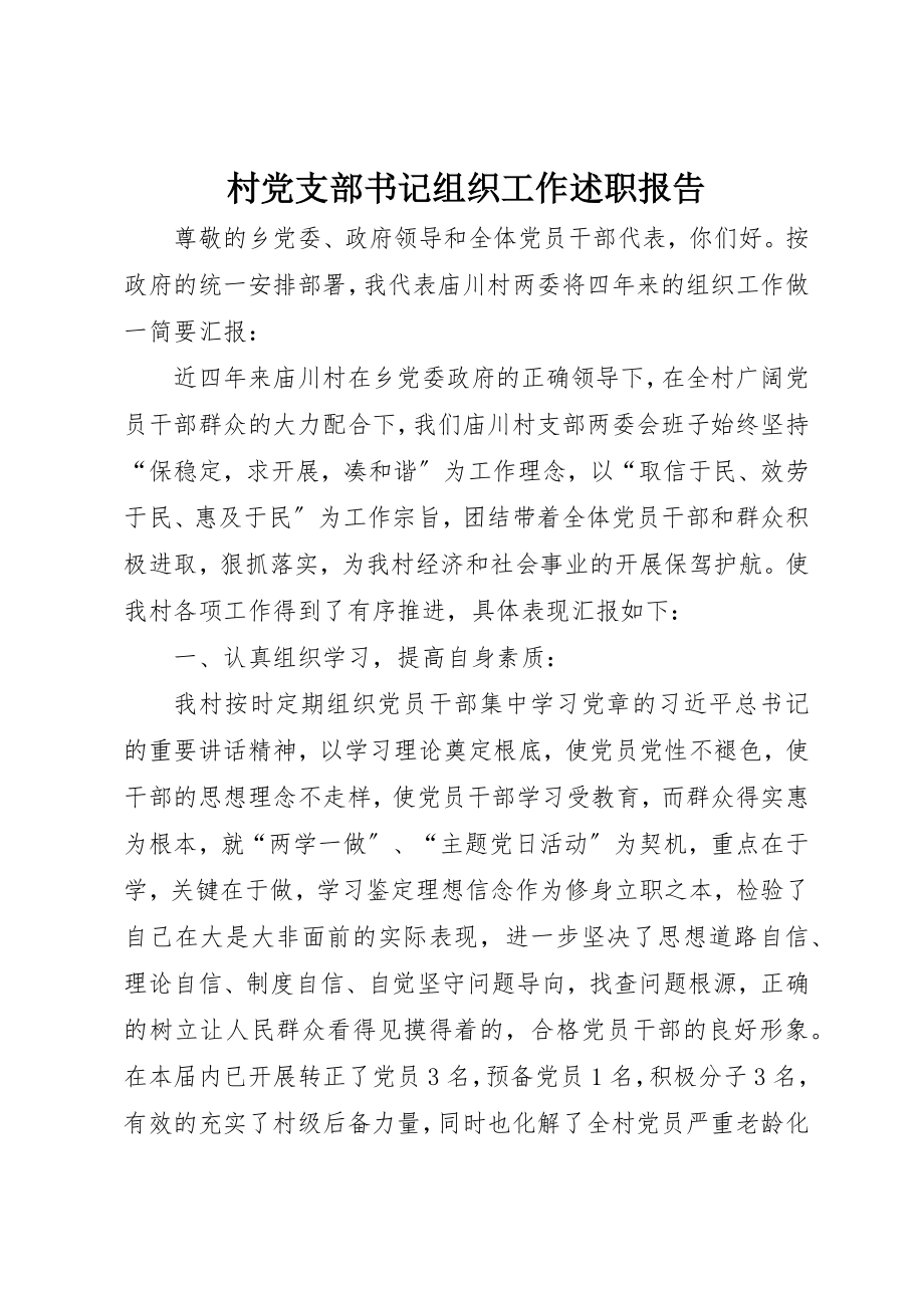 2023年村党支部书记组织工作述职报告新编.docx_第1页