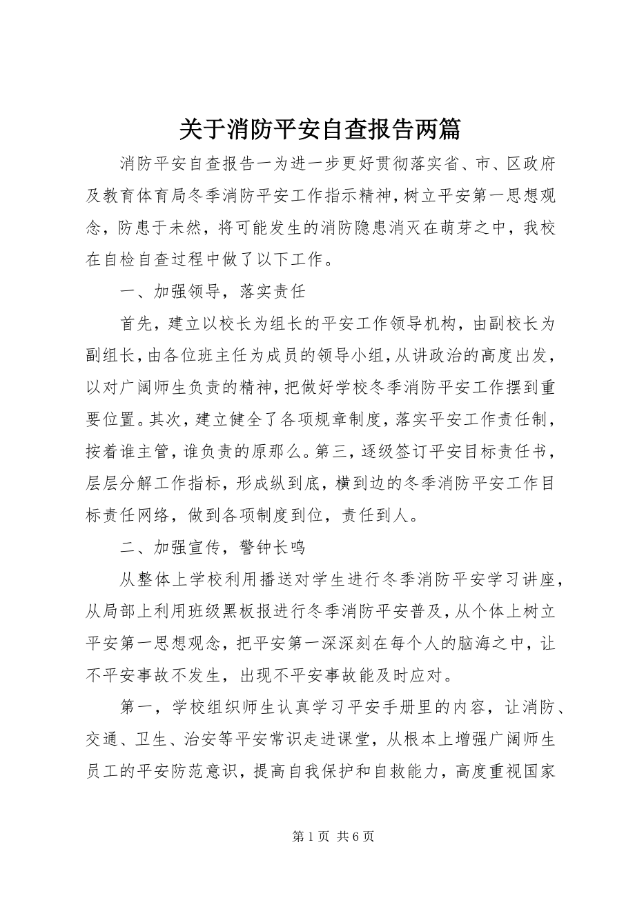 2023年消防安全自查报告两篇.docx_第1页