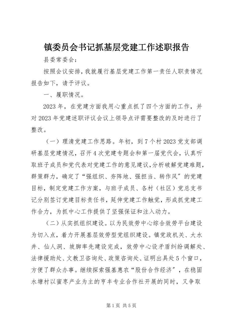 2023年镇委员会书记抓基层党建工作述职报告.docx_第1页