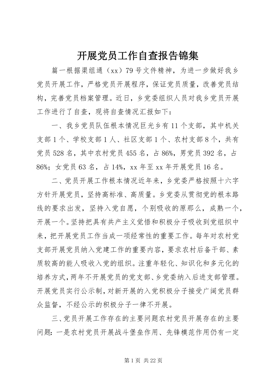 2023年发展党员工作自查报告锦集.docx_第1页