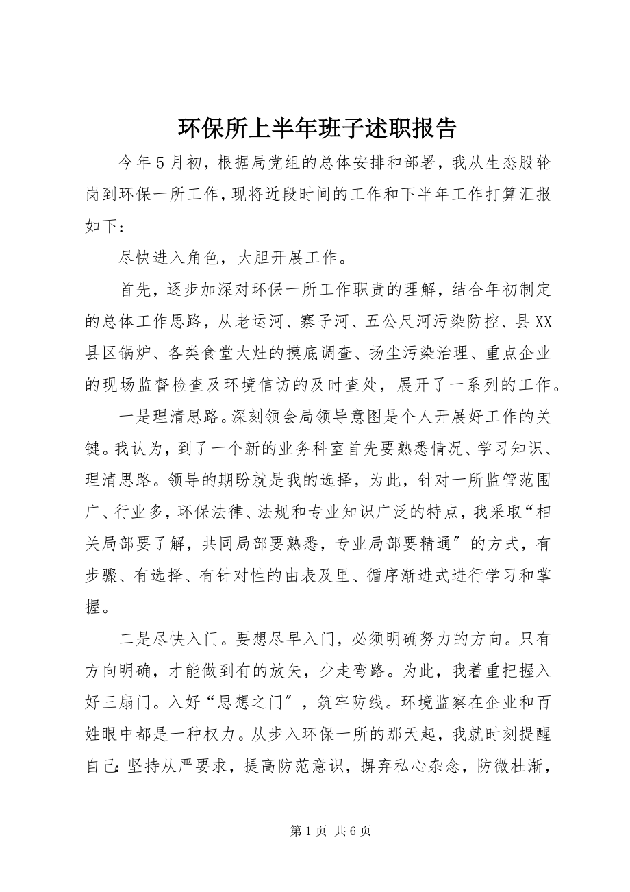 2023年环保所上半年班子述职报告.docx_第1页