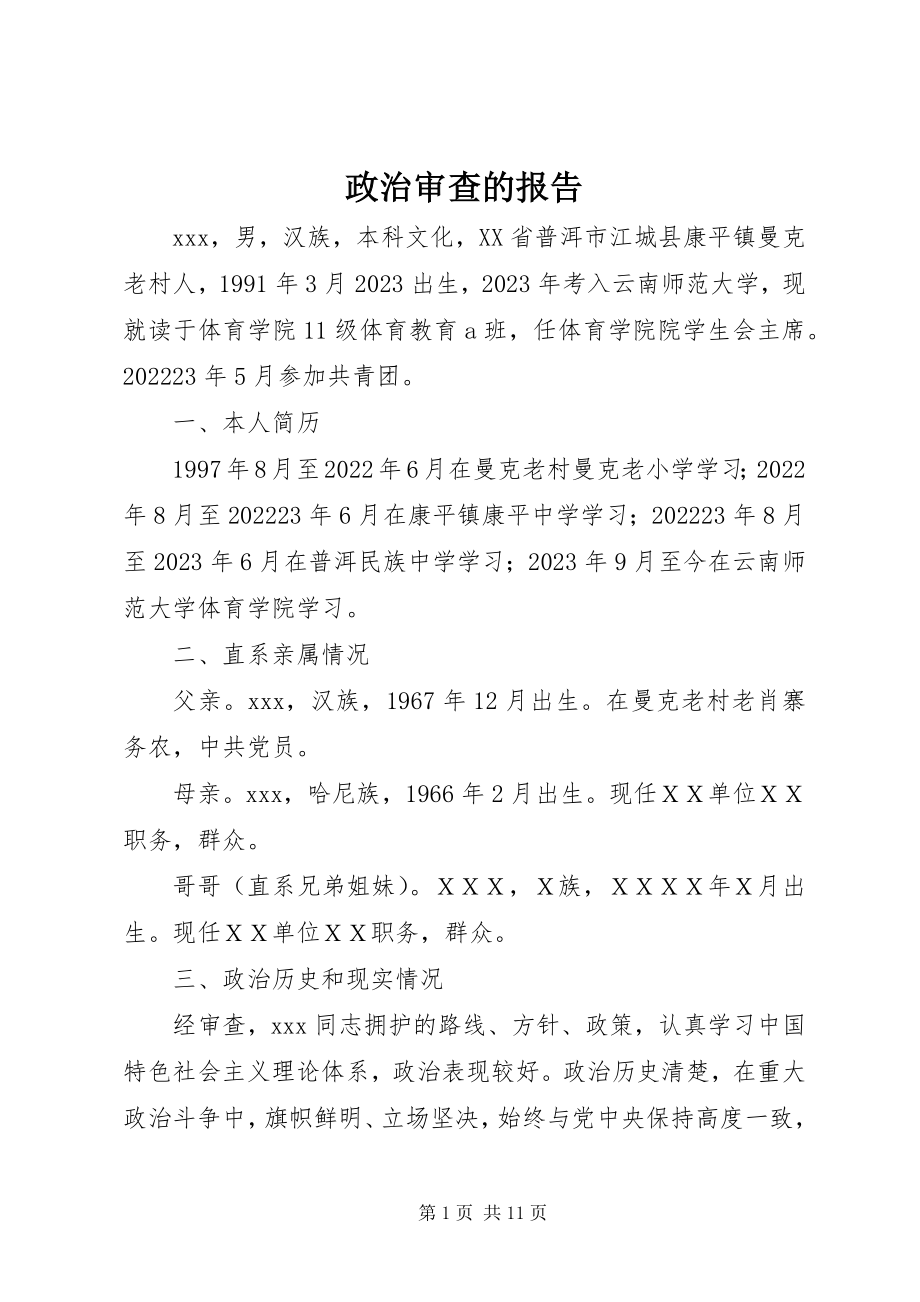 2023年政治审查的报告.docx_第1页