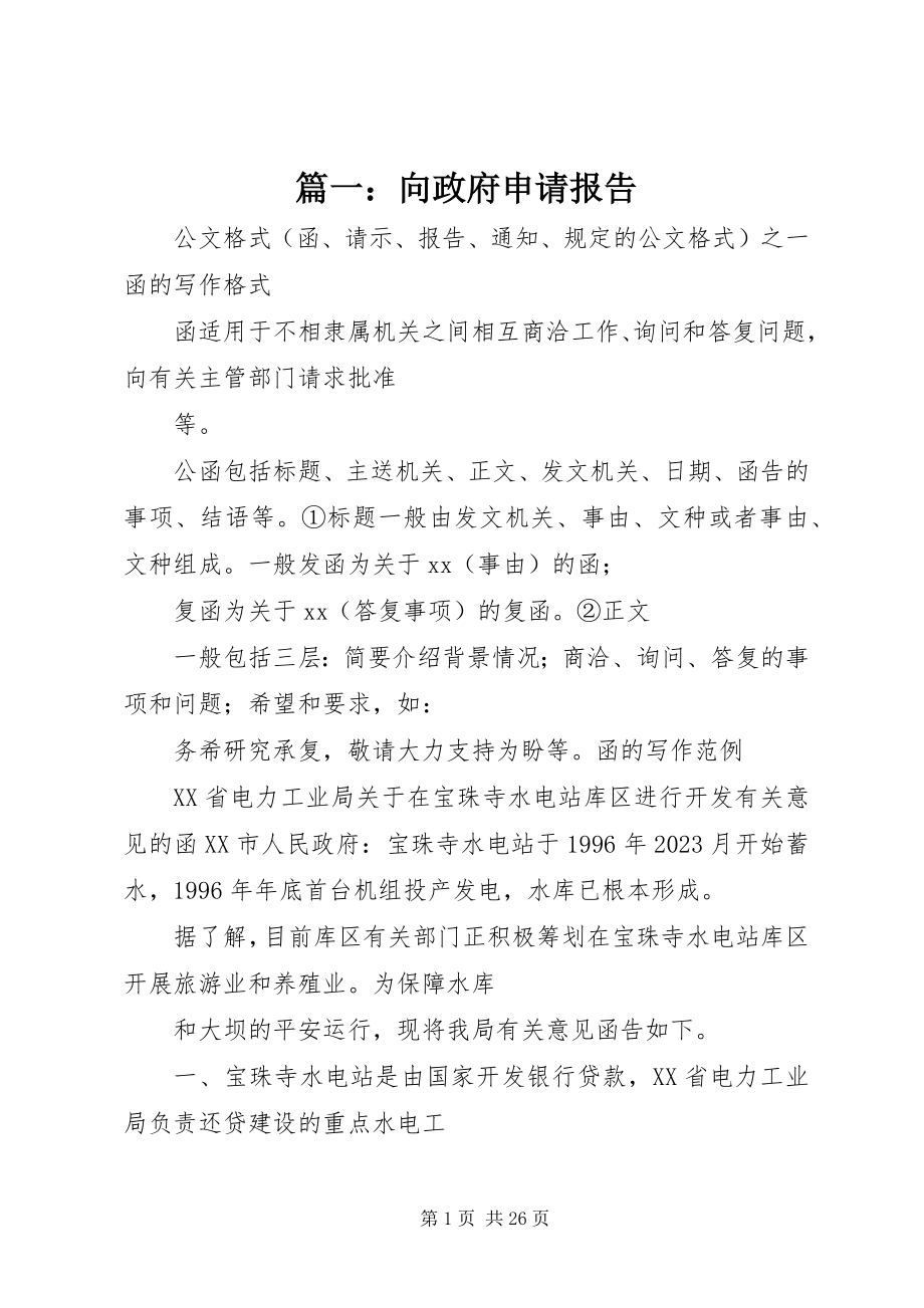 2023年向政府申请报告.docx_第1页