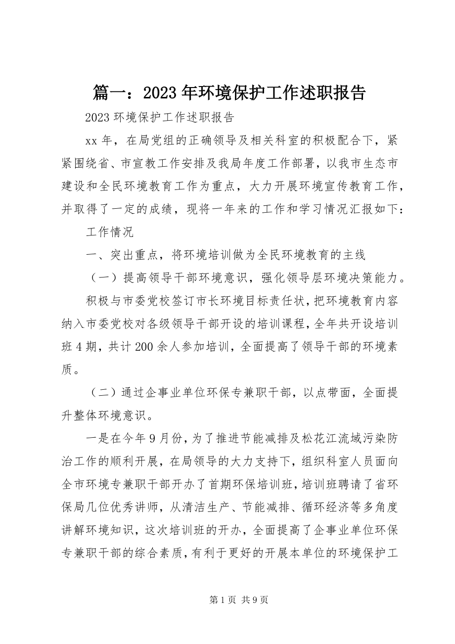 2023年环境保护工作述职报告.docx_第1页