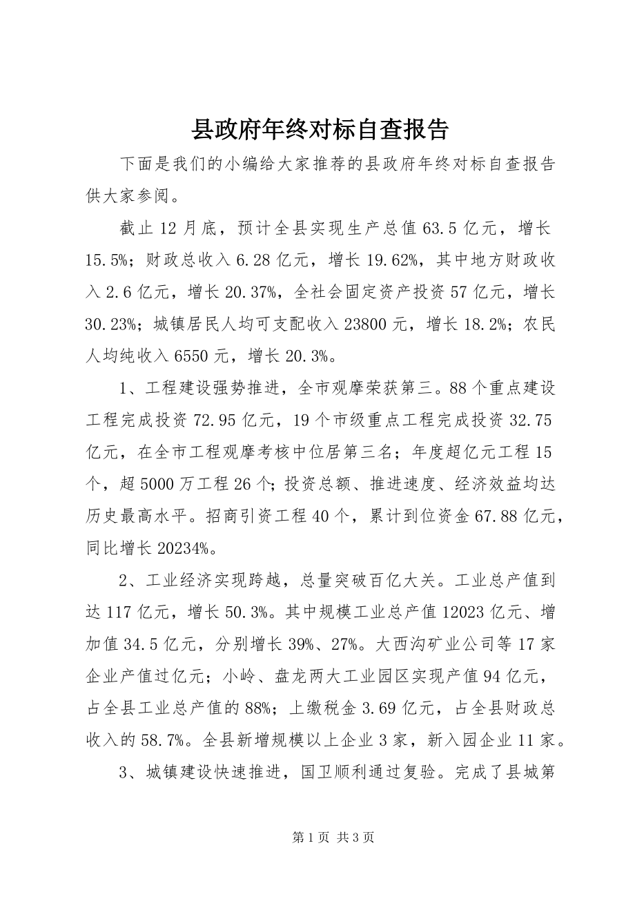 2023年县政府年终对标自查报告.docx_第1页