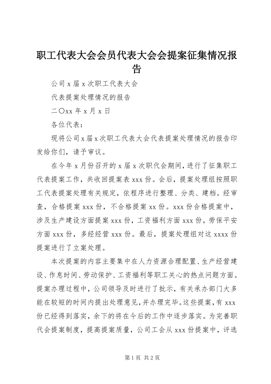 2023年职工代表大会会员代表大会会提案征集情况报告.docx_第1页