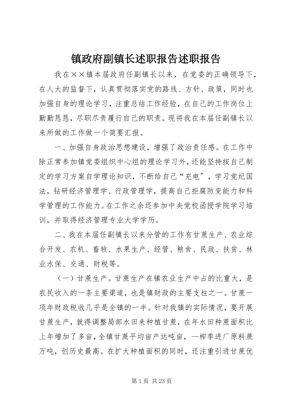 2023年镇政府副镇长述职报告述职报告.docx_第1页