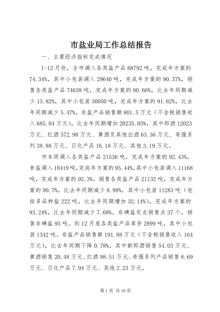 2023年市盐业局工作总结报告.docx_第1页