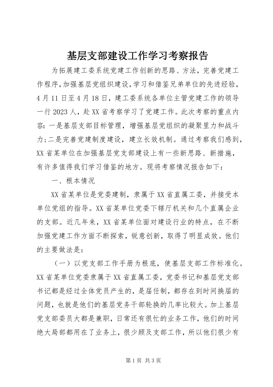 2023年基层支部建设工作学习考察报告.docx_第1页