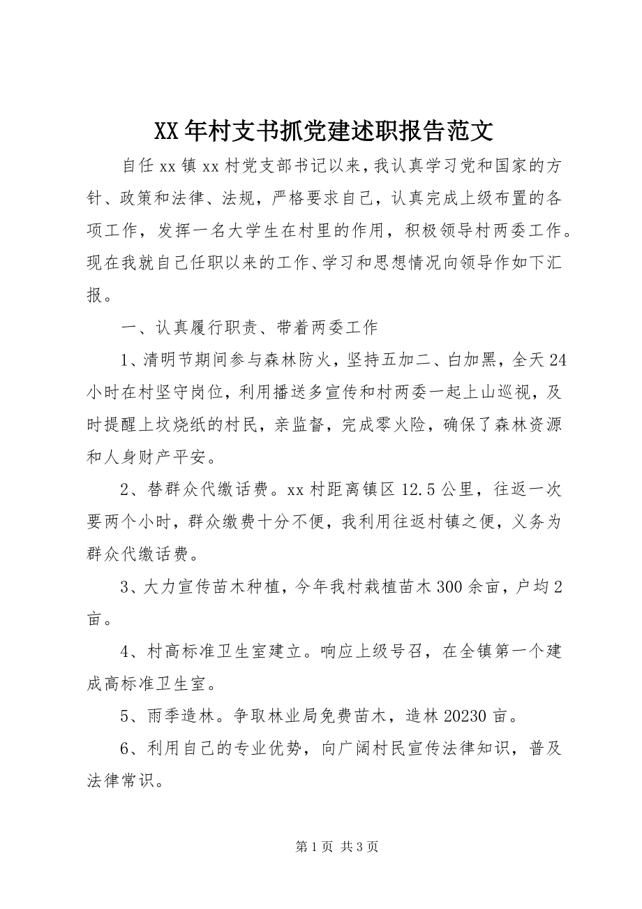 2023年村支书抓党建述职报告.docx_第1页