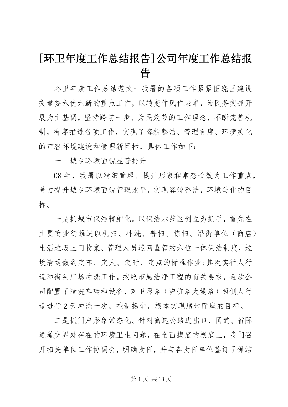 2023年环卫年度工作总结报告公司年度工作总结报告.docx_第1页