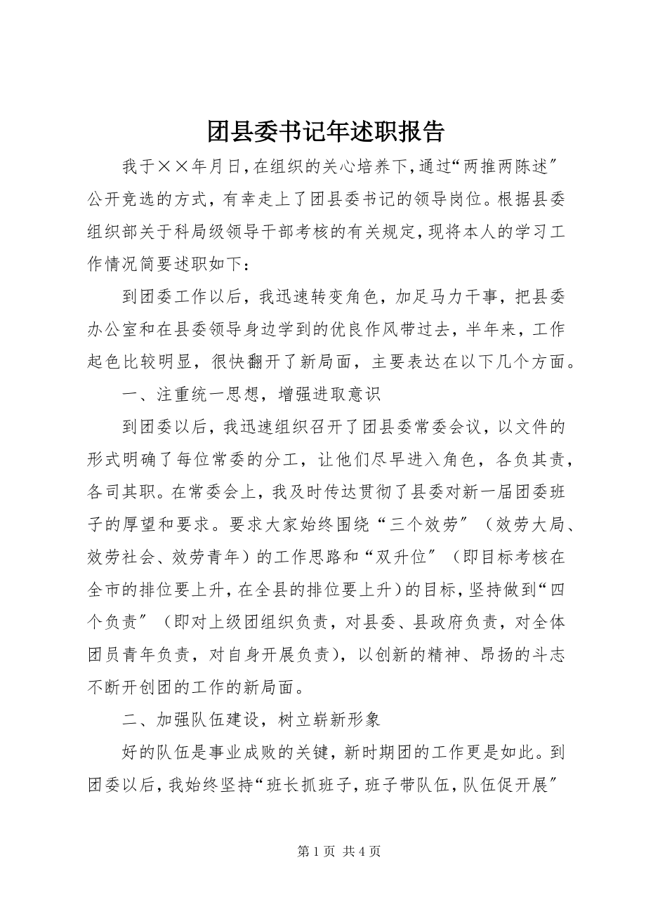 2023年团县委书记年述职报告.docx_第1页