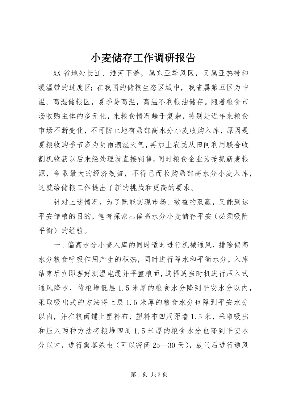 2023年小麦储存工作调研报告.docx_第1页