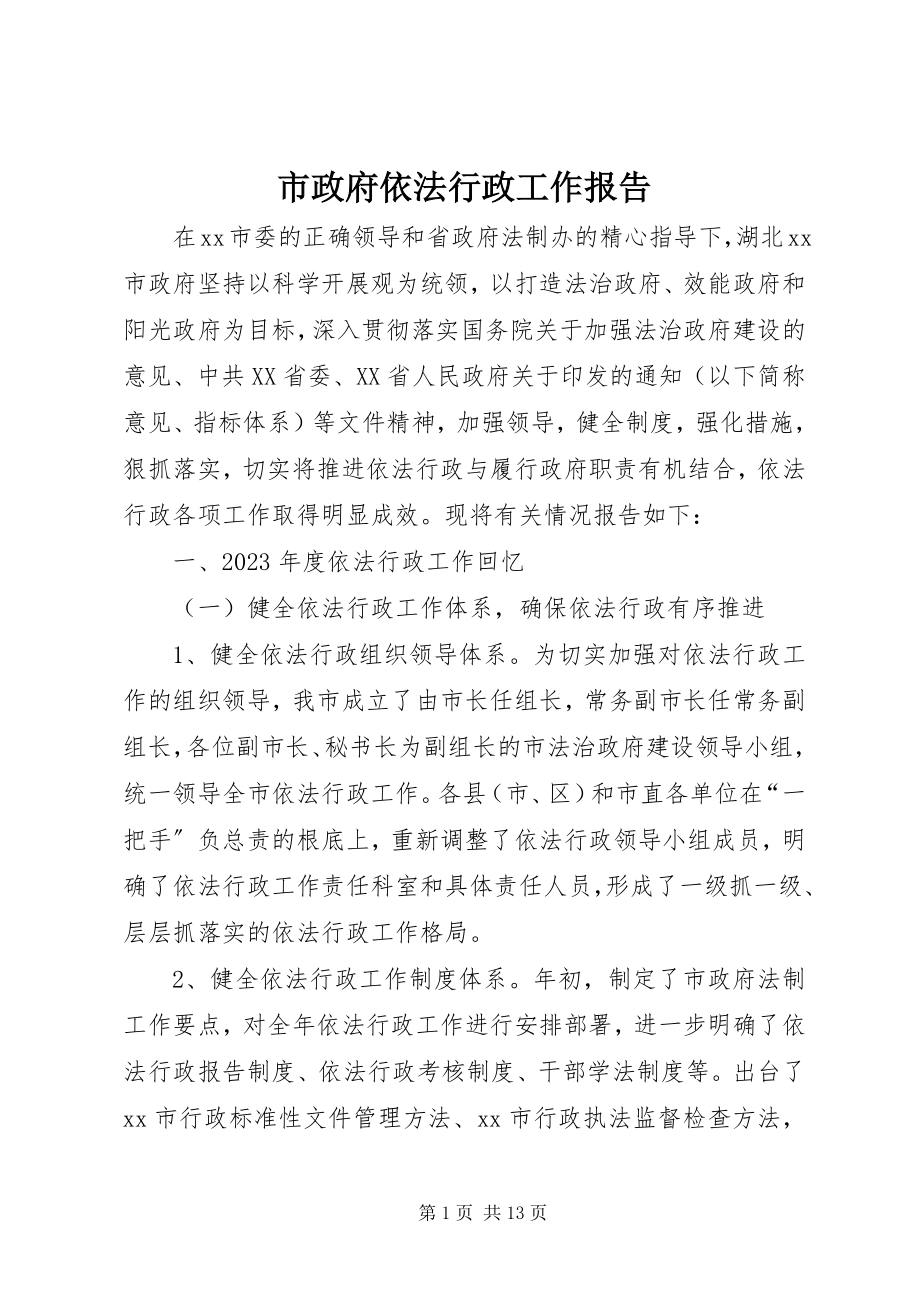 2023年市政府依法行政工作报告.docx_第1页