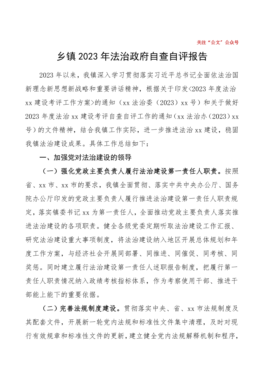 2023年法治政府自查自评报告工作总结汇报报告.doc_第1页