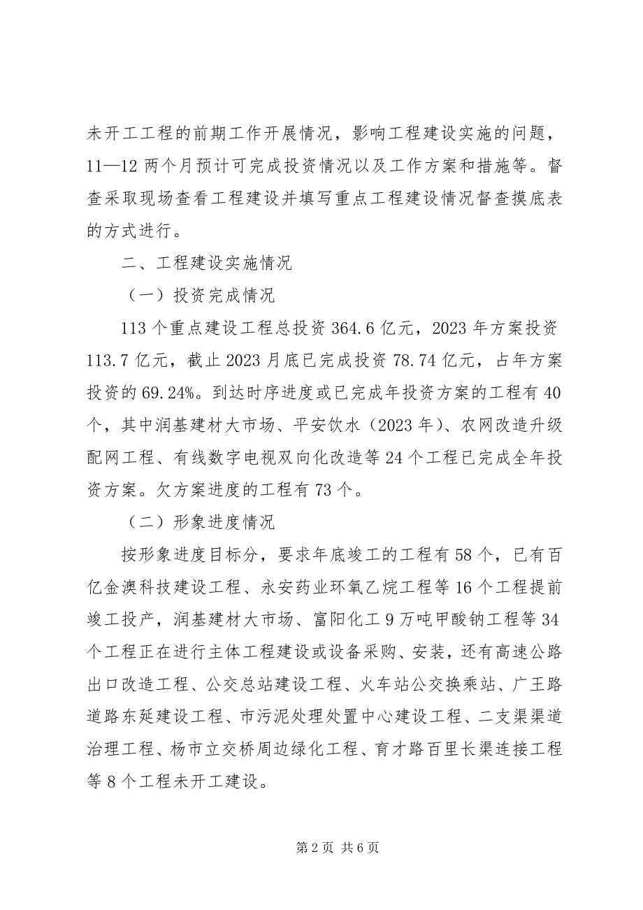 2023年市发改委重点项目建设督查情况的报告.docx_第2页