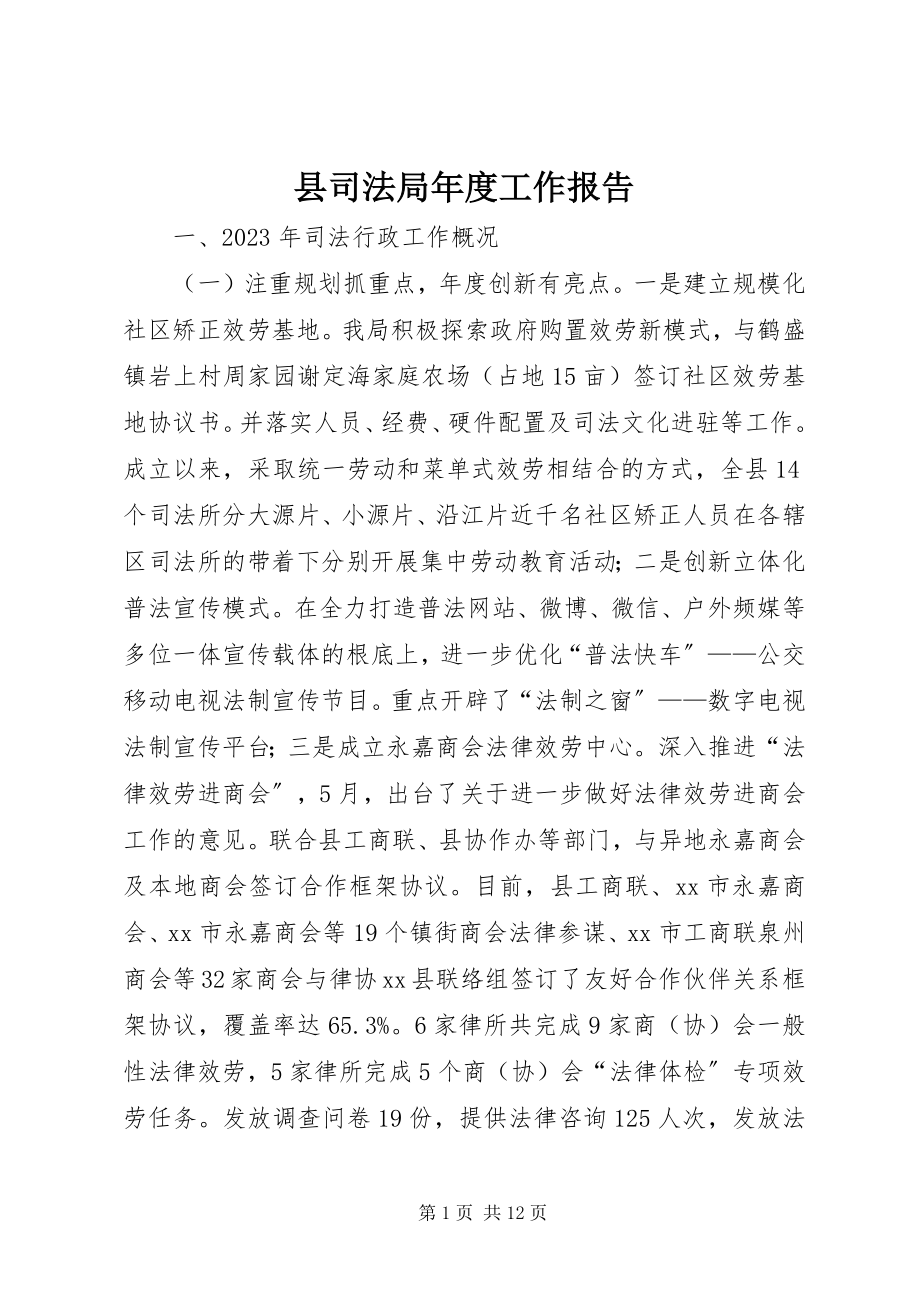 2023年县司法局年度工作报告.docx_第1页