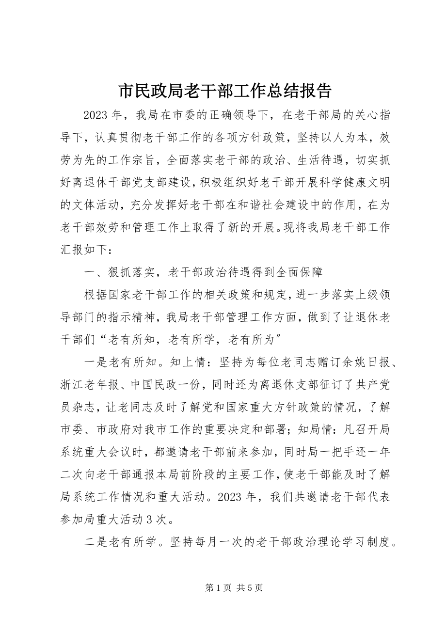 2023年市民政局老干部工作总结报告.docx_第1页