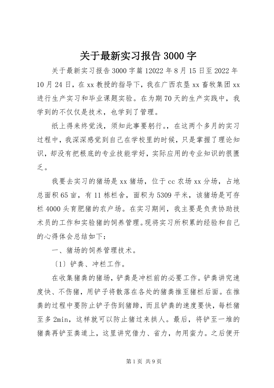 2023年实习报告3000字.docx_第1页