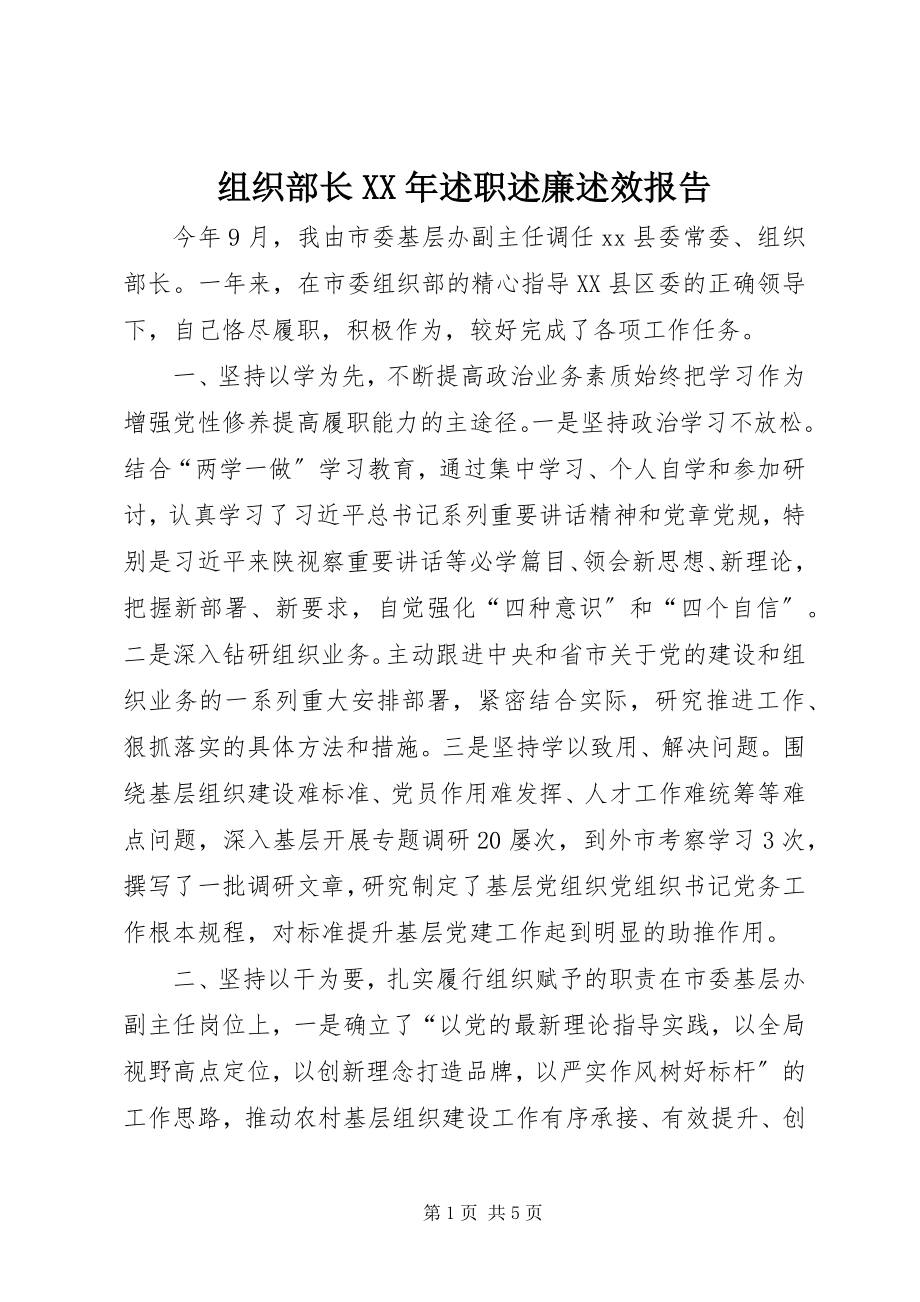 2023年组织部长述职述廉述效报告2.docx_第1页