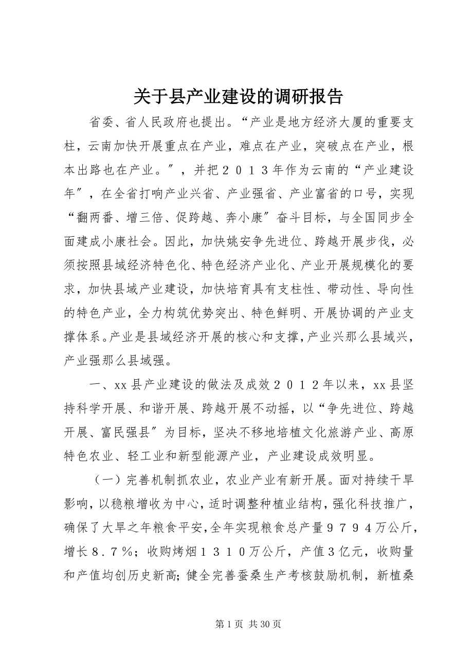 2023年县产业建设的调研报告.docx_第1页