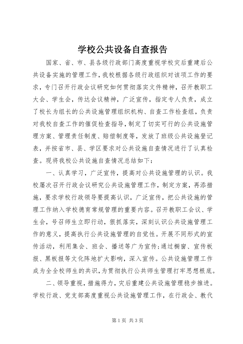 2023年学校公共设备自查报告.docx_第1页