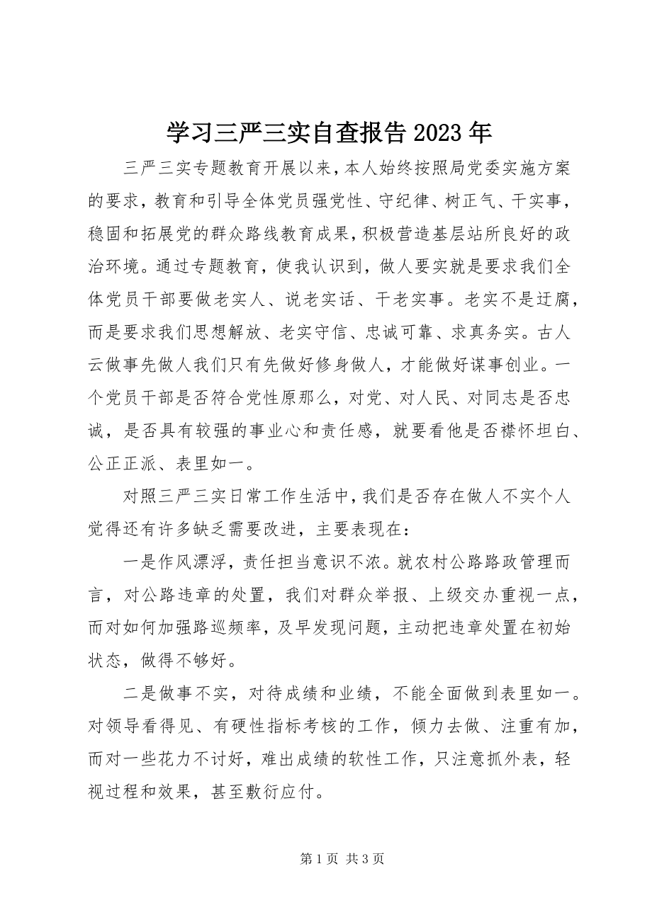 2023年学习三严三实自查报告2.docx_第1页