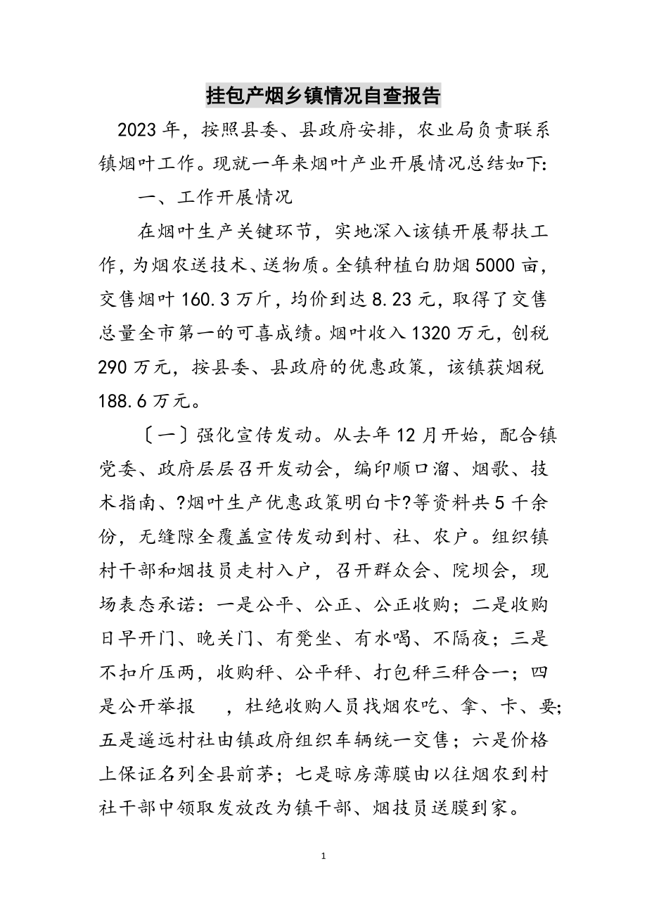 2023年挂包产烟乡镇情况自查报告范文.doc_第1页