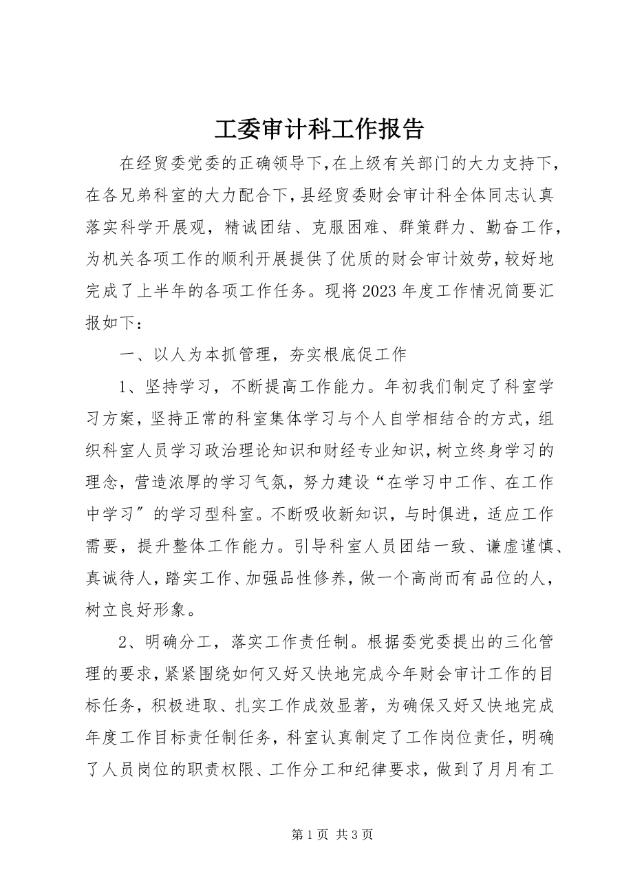 2023年工委审计科工作报告.docx_第1页