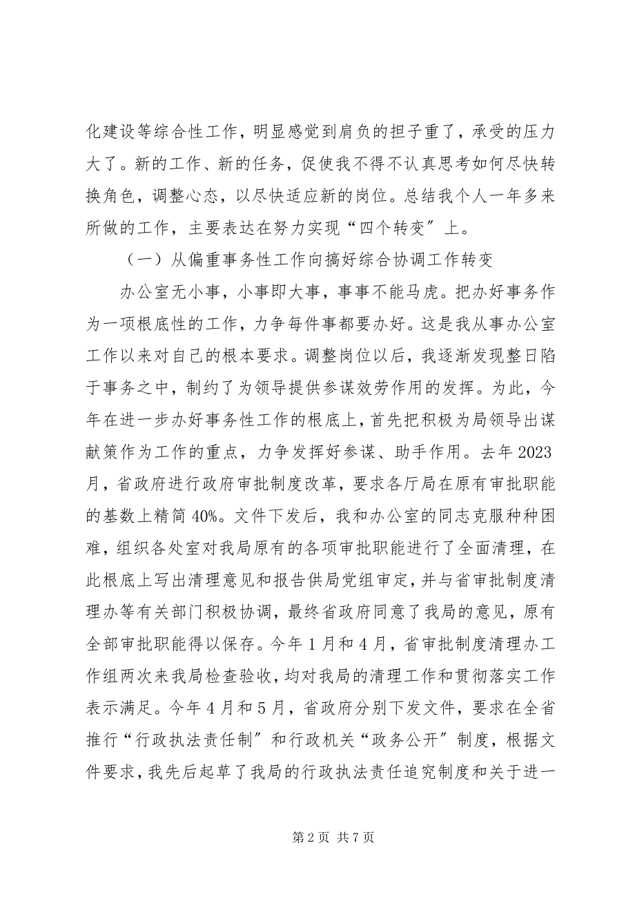 2023年局办公室副主任述职报告企业办公室副主任述职报告.docx_第2页