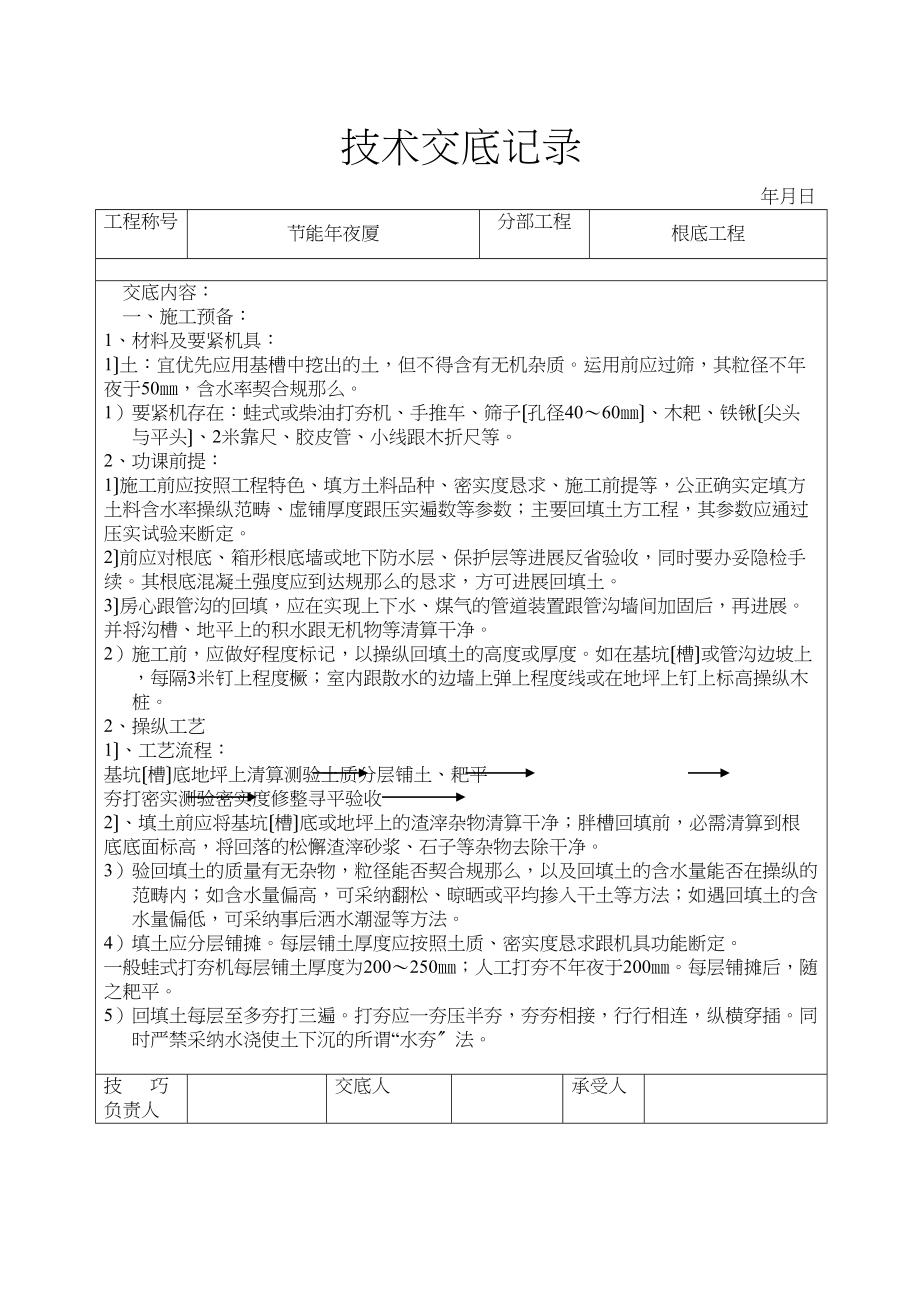 2023年建筑行业人工回填土工程技术交底.docx_第1页