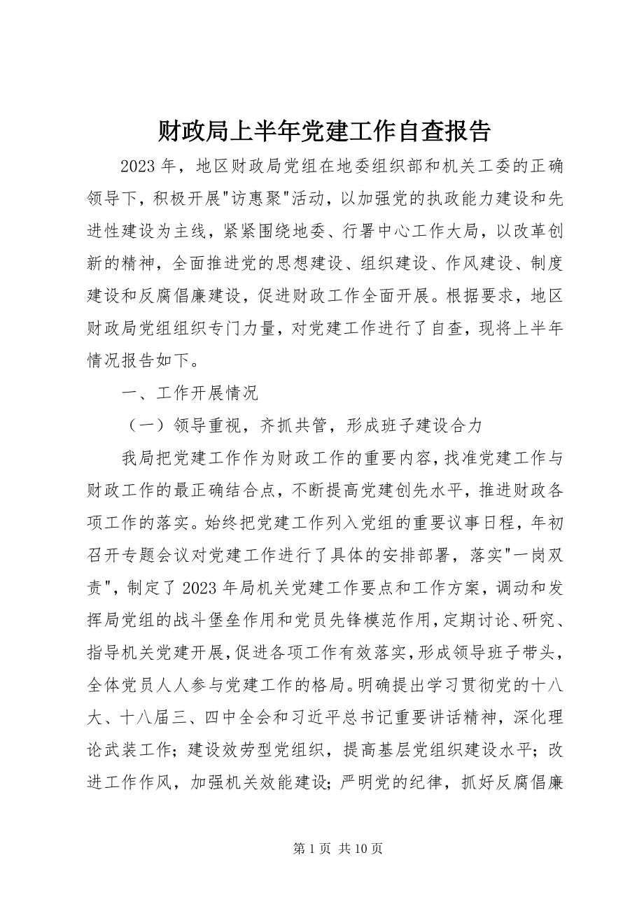 2023年财政局上半年党建工作自查报告.docx_第1页