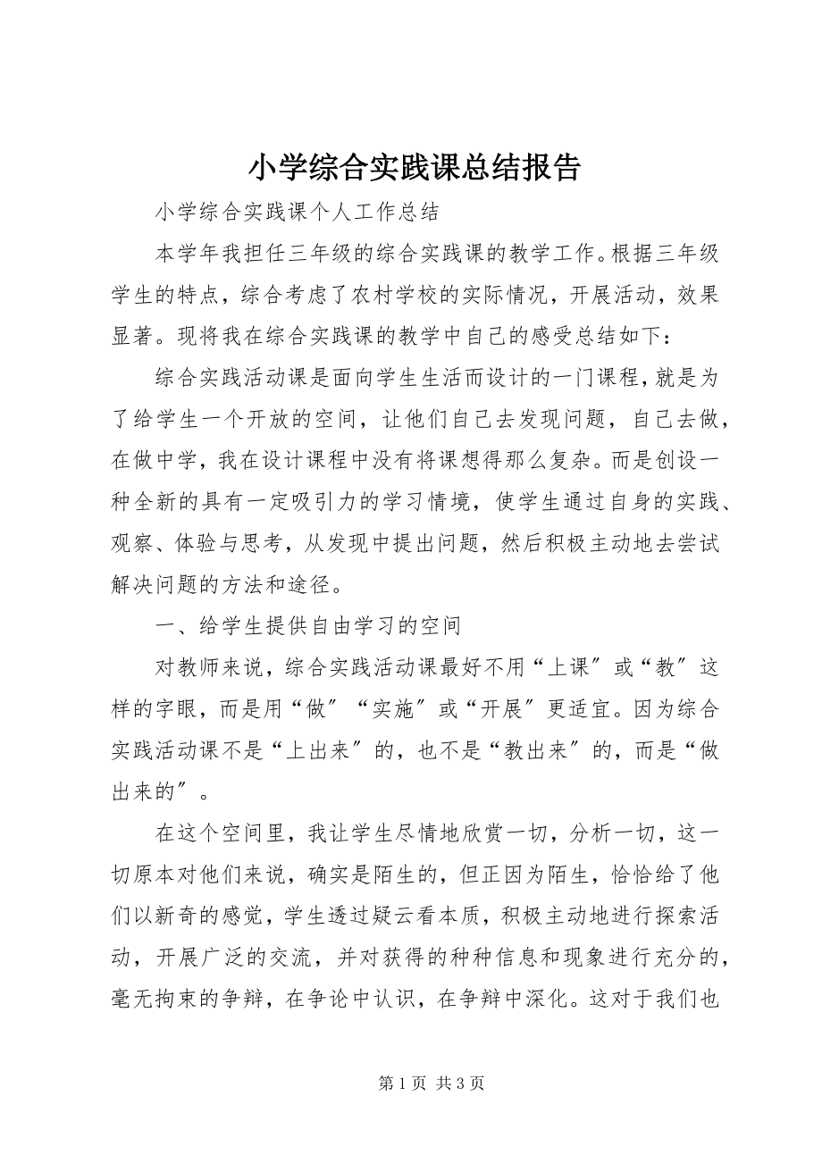 2023年小学综合实践课总结报告.docx_第1页