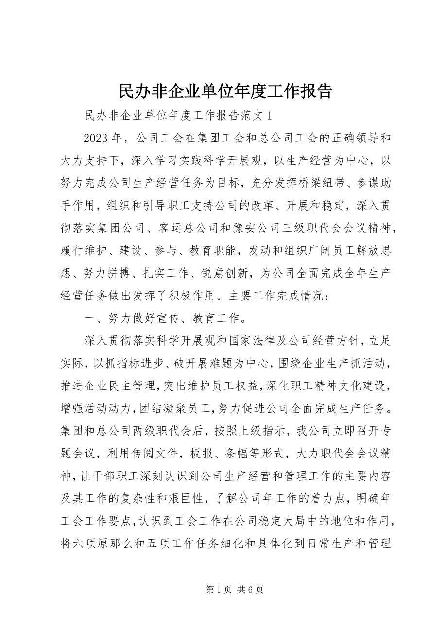 2023年民办非企业单位度工作报告.docx_第1页