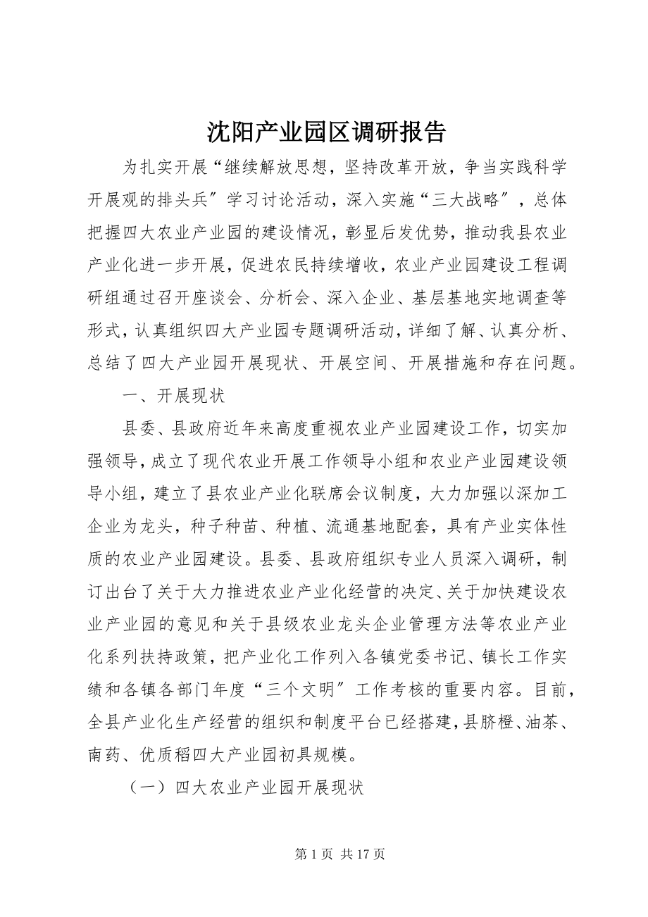 2023年沈阳产业园区调研报告.docx_第1页