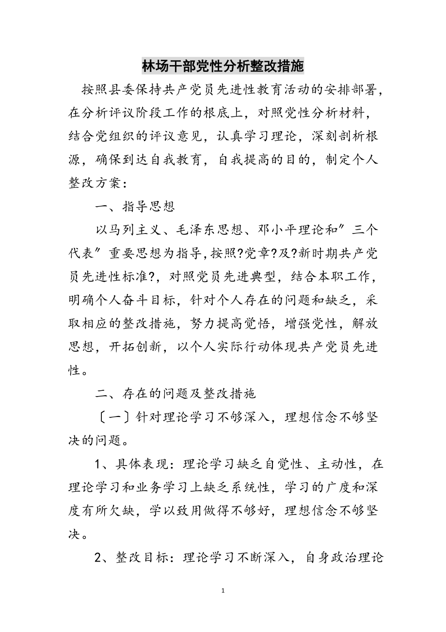 2023年林场干部党性分析整改措施范文.doc_第1页