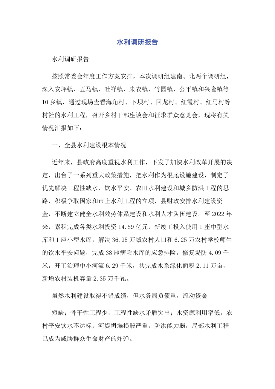 2023年水利调研报告.docx_第1页