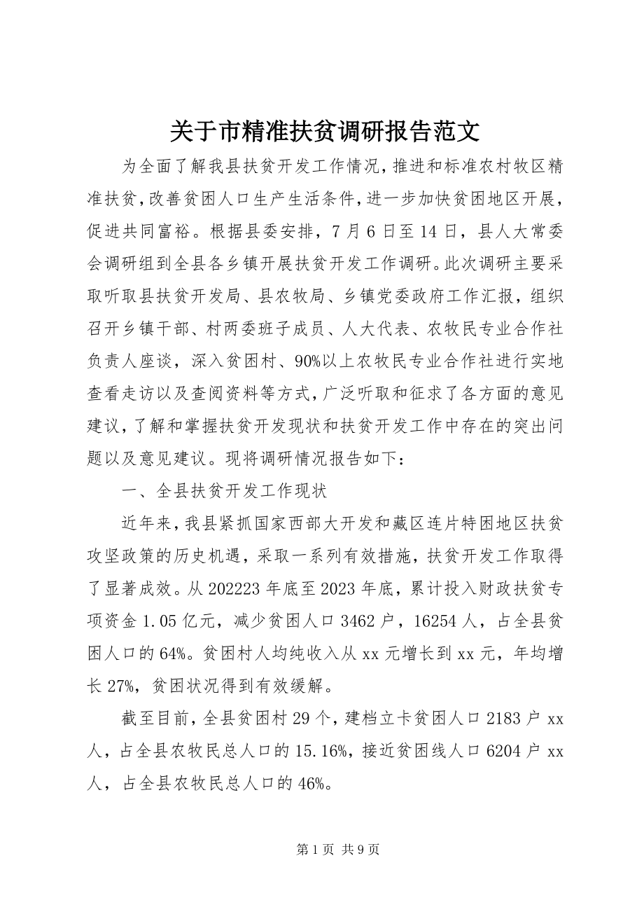 2023年市精准扶贫调研报告.docx_第1页