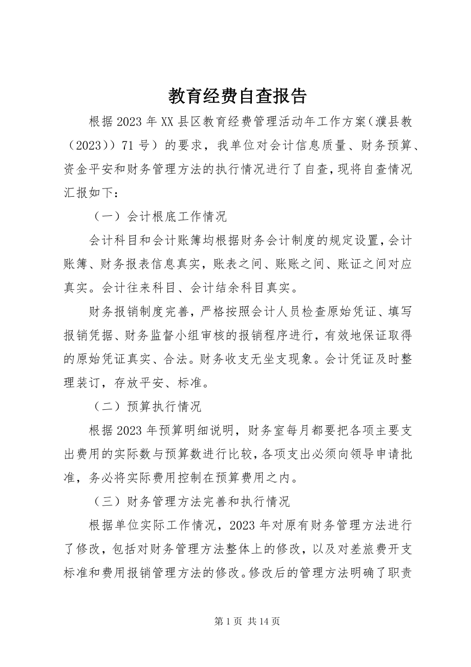 2023年教育经费自查报告.docx_第1页