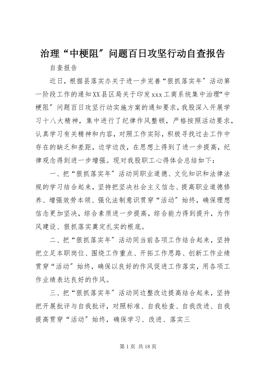 2023年治理“中梗阻”问题百日攻坚行动自查报告.docx_第1页