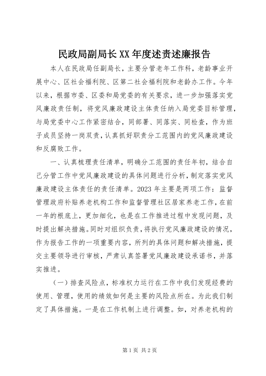 2023年民政局副局长度述责述廉报告.docx_第1页