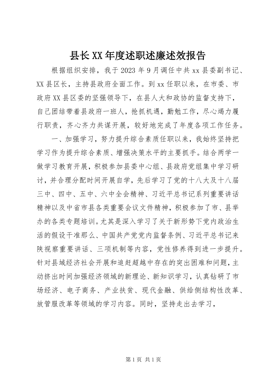 2023年县长度述职述廉述效报告.docx_第1页