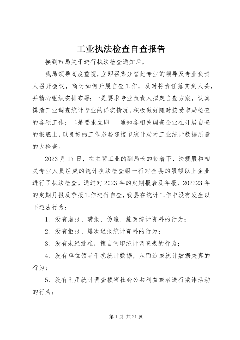 2023年工业执法检查自查报告.docx_第1页